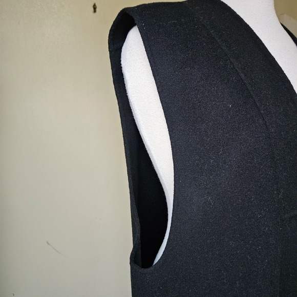 COS Boiled Wool Black V Neck Sleeveless Midi Dress Minimalist Chic Scandi Size 6 - Picture 4 of 8